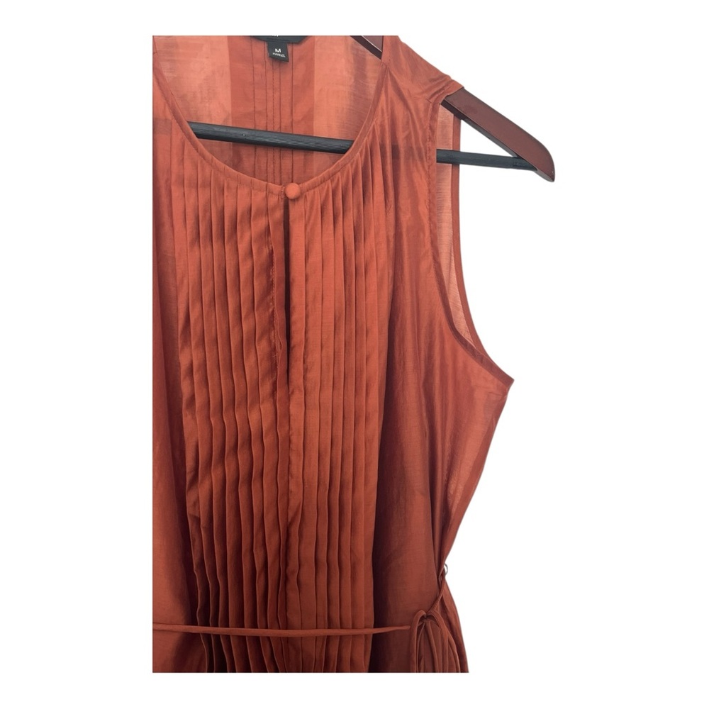 Banana Republic Pintuck Organza Midi Dress Arabian Spice Pumpkin Medium Lined - Picture 8 of 16